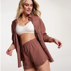 Calia Button Up Top Shirt/Shorts SET Linen Small